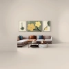 A modern and simple combination of three Nordic-style sofa background wall decorative paintings and living room hanging paintings Application Scenario